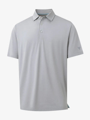 3D rendering of LIGHT GREY 4 Way Stretch Jacquard Polo highlighting fabric structure and stretch weave