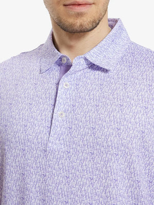 MAELREG Men's Performance Jersey Print Polo – Front chest view in Purple Wine Glass