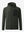 3D front view of full zip fleece hoodied jacket in forest green, showing soft texture and sleek cut.