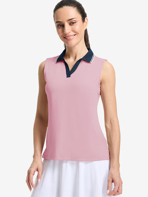 Women's Collared V Neck Quick Dry Tank Tops