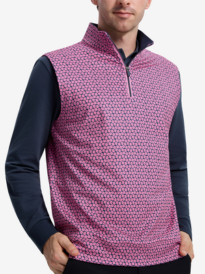 Full Print Quarter Zip Sleeveless Vest Pullover