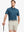Full body front view of model wearing NAVY BLUE Your Favorite Jacquard Polo, holding a golf club