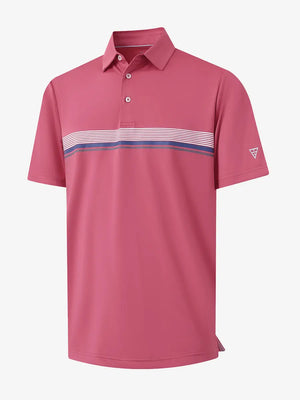 3D mockup showcasing CRANBERRY Chest Print Polo Shirts