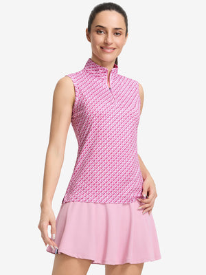 Women's Sleeveless Q-Zip Print Golf Shirts
