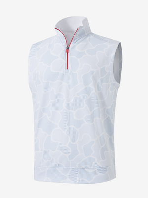 Full Print Quarter Zip Sleeveless Vest Pullover