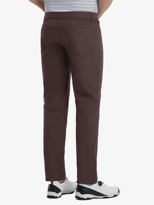 Back view of Stretch Plain Everyday Pants, tailored silhouette with clean lines – DARK BROWN