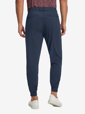 Lightweight Ankle-Zip Sweatpants with 4 Pockets in navy, front lower body fit view
