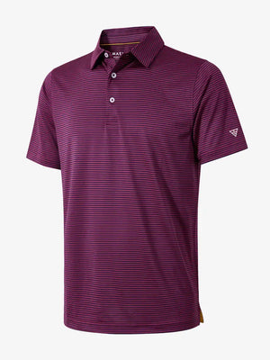 Performance Cooling Polo – 3D product view in Maroon Stripe for kids