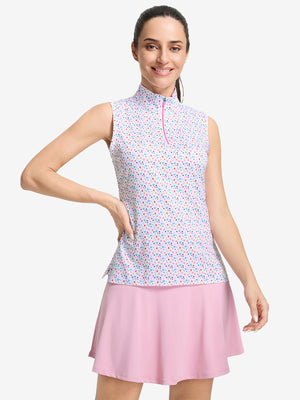 Women's Sleeveless Q-Zip Print Golf Shirts