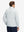 Back upper body shot of model wearing light grey heather warm puffer winter golf jacket
