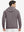 Back upper view of model in warm fleece golf hoodies pullover dark red.