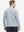 Back waist-up shot of model wearing lunar rock melange moisture wicking quarter zip pullover