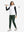 Full-body front view of model wearing women's stretch fleece lined water resistant joggers in forest green.