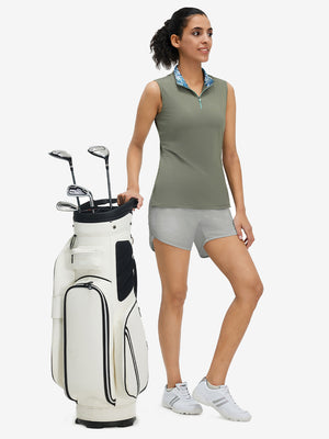 Pantalones cortos de secado rápido 2 en 1 de talle alto para mujer con 7 bolsillos