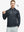 Front half-body shot of model in Black Grey Leaf Trendy Print Hoodies Pullover with hands visible