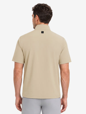 Model back upper body shooting display, lightweight upf50+ short sleeve golf vests jacket in khaki