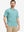 Front half-body of model in white green florals stretch printed collarless henley golf shirts