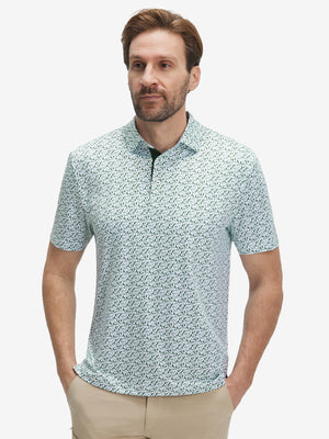 4 Way Stretch Print Collared Polo Shirts