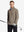 Half-body front shot, model holding golf club in BROWN MELANGE Moisture Wicking Quarter Zip Pullover.