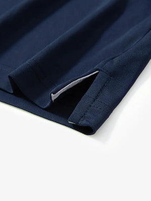 Detail shot of hem opening on NAVY Ventilated Pique Performance Polo