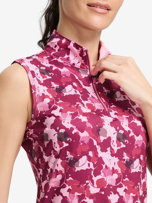 Women's Sleeveless Q-Zip Print Golf Shirts