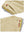 Waistband detail of lightweight flat front casual trousers in khaki, showing clean stitching.