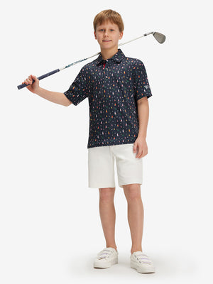 Youth Print Stretch Lightweight Polo Shirts
