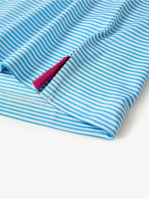 Hem slit detail – Sky Blue Stripe Performance Cooling Polo for youth