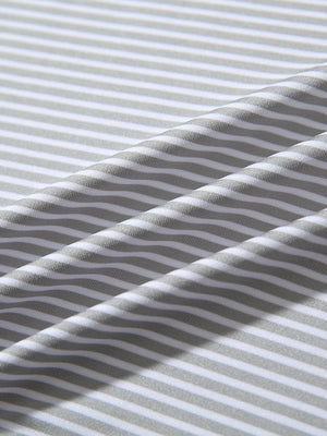 Texture detail of Cooling stripe golf shirts with breathable fabric in grey white stripe