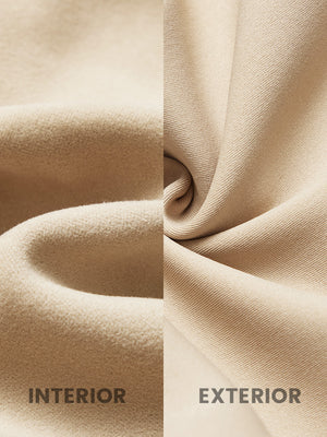 Fabric close-up of Water-resistant fleece lined pants with soft inner feel in khaki