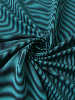 Fabric close-up of Pinstripe jersey performance polo with fine stripe texture in turquoise stripe