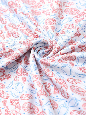 Fabric close-up of Everyday performance print polo with lightweight texture in white pizza