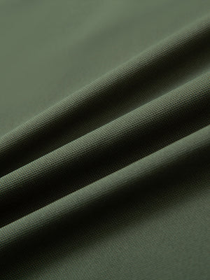 Fabric detail of Everyday classic solid polo with clean finish and soft olive green feel