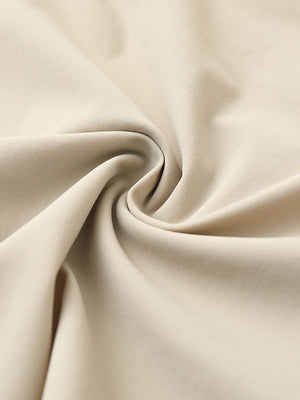 Close-up of quick dry casual shorts with 4 pockets fabric, breathable khaki texture with smooth finish