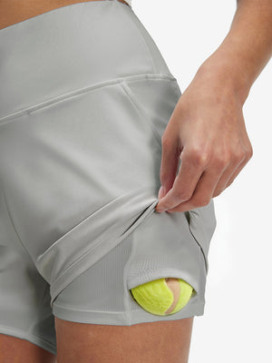 Pantalones cortos de secado rápido 2 en 1 de talle alto para mujer con 7 bolsillos