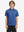 Model front upper body wearing Stylish print boys polo shirts in fresh blue molecular structure style