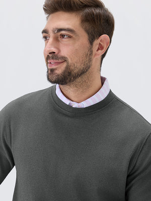 Heather Brushed Rib Knit Crewneck Sweatshirt