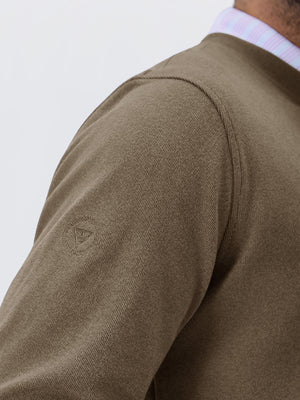 Heather Brushed Rib Knit Crewneck Sweatshirt