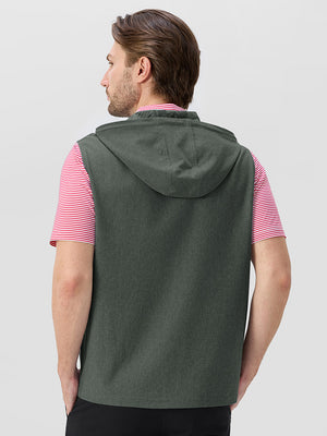 Water Resistant Sleeveless Hooded Jacket With Pockets