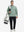 Full body shot, model carrying golf bag in textured insulated winter jacket, active outdoor style, beryl green.
