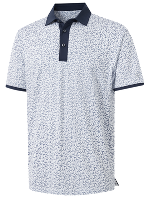 Stylish Full Print Contrast Collared Golf Polo Shirts
