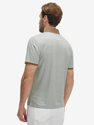 Stylish Full Print Contrast Collared Golf Polo Shirts