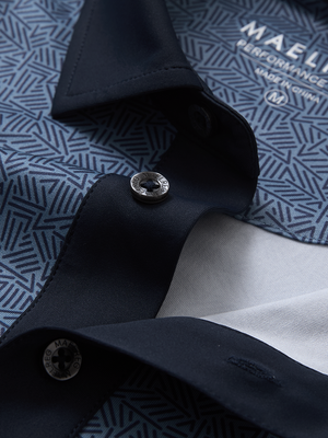 Stylish Full Print Contrast Collared Golf Polo Shirts